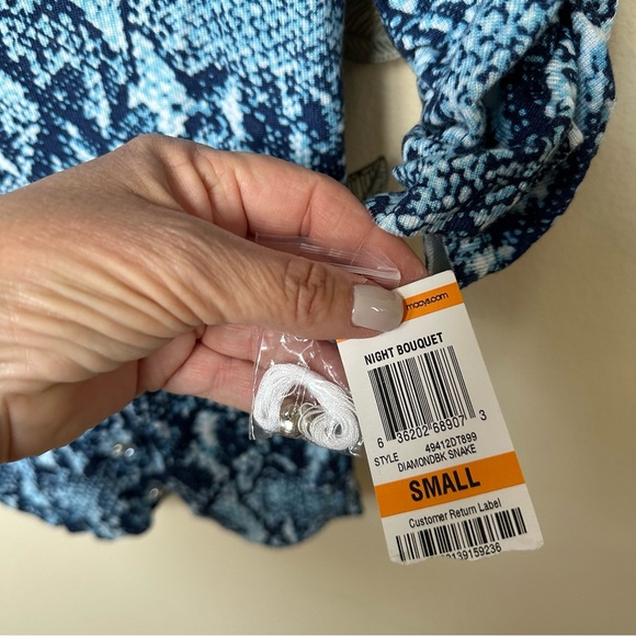 INC blue python snakeskin print cardigan sweater NWT Small - Picture 3 of 4